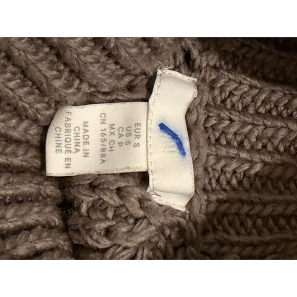 H&M Boxy Taupe Chunky Knit Cable Sweater Mock Neck Taupe Size Small - Picture 4 of 8